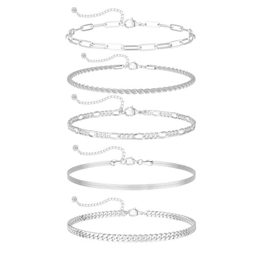 DEARMAY 14K Gold Plated Bracelets for Women, Jewelry Sets Cute Tennis Beaded Bracelets Cuban Link Paperclip Chain Dainty Bracelet Pack Gifts - color: BRACELET-D