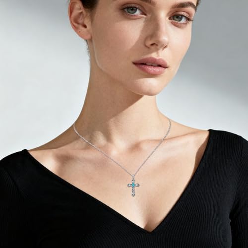 Turquoise Necklaces 925 Sterling Silver Western Necklace Boho Jewelry for Men Women Her Birthday Valentines Day Gifts - style: 2-Turquoise Cross Necklace