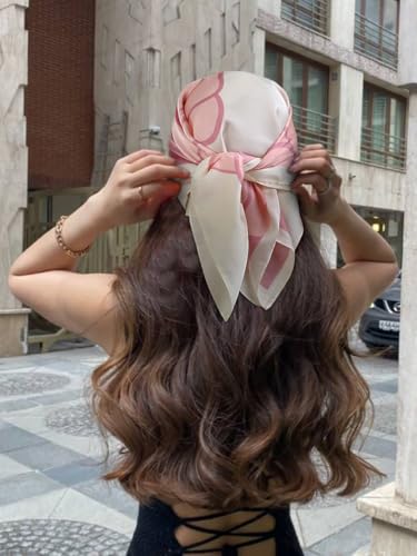 AIBFRID 27.5" Head Scarf for Women, Large Square Satin Hair Scarf Neck Silk Scarves Hair Wrap Bandanas For Sleeping - color: Style_03