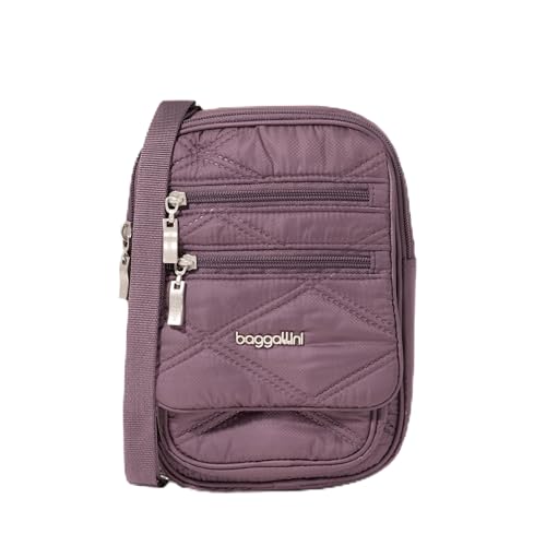Baggallini Journey Crossbody Bags for Women 9x6 Small Lightweight Travel Handbag W/RFID - color: Vintage Purple Quilt