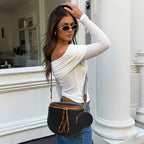 Crossbody Bags for Women, Large Vegan Leather Trendy Bum Bag - color: Black Brown