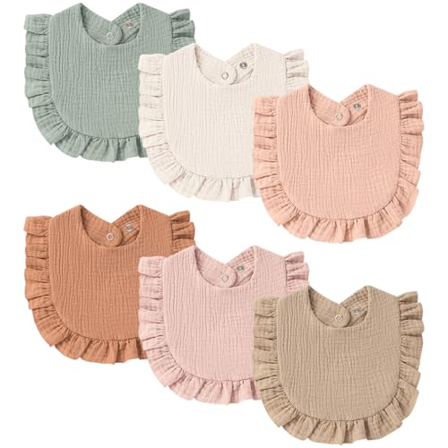 MairMore Baby Muslin Bibs Bandana Drool Bibs for Unisex Boys & Girls, Soft and Absorbent Cotton Teething Drooling Bib Set for Newborn Toddler - color: Caramel