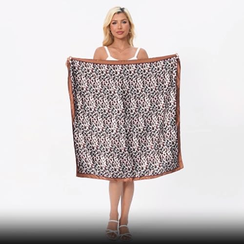 Leopard Print Head Scarf for Women Like Silk Satin Scarf for Hair Wrapping at Night Bandana Square Scarf 35 Inches - color: New Leopard