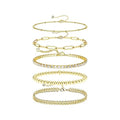DEARMAY 14K Gold Plated Bracelets for Women, Jewelry Sets Cute Tennis Beaded Bracelets Cuban Link Paperclip Chain Dainty Bracelet Pack Gifts - color: BRACELET-A