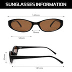 GUVIVI Retro Oval Sunglasses for Women 2026 90s Small Chic Cat Eye Sun Glasses Sunnies Lightweight Shades - color: Black Frame - Brown Lens