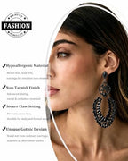 Large Black Rhinestone Earrings for Women Prom Chandelier Drop Statement Earrings Costume Jewelry - color: A-Black