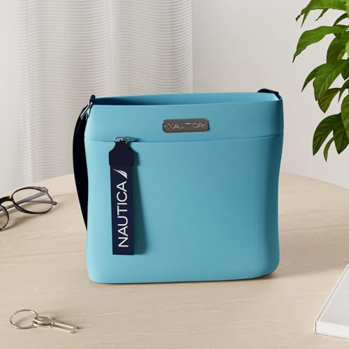Nautica Diver Nylon Small Women's Crossbody Bag Purse with Adjustable Shoulder Strap - color: Scuba Blue