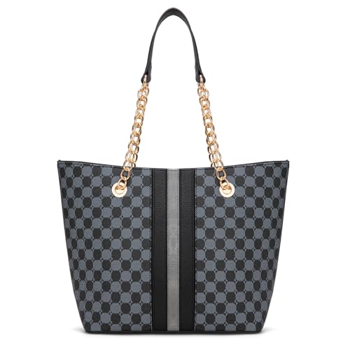 Montana West Tote Bag for Women Chain Top-handle Handbags - color: Grey/Black