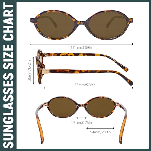 BOTEN Retro Oval Sunglasses for Women Men Small 90s Sun Glasses Trendy Round Shades Cute Designer Sunnies - color: Tortoise Frame - Brown Lens