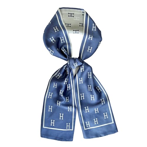 Silk Head Scarf for Hair Fashion Headwrap for Women Lightweight Neck Tie - color: P003-purple Letters