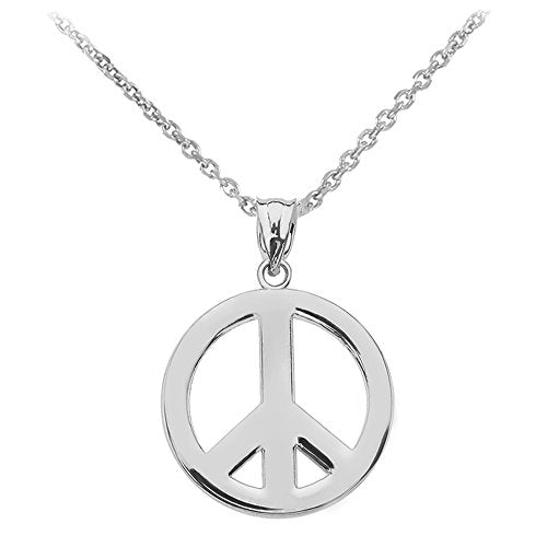 Sterling Silver Circle of Peace Sign Symbol Pendant Necklace