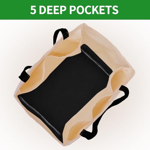 3 Pack Canvas Reusable Grocery Bags Heavy Duty, 8.3 gal Foldable Large Canvas Tote Bag with Handles, Holds 60 lbs Canvas Shopping Bags & Washable Eco-friendly Bags with 5 Pockets, Off white Black - color: [A0] Off White / Black, size: 3 Pack