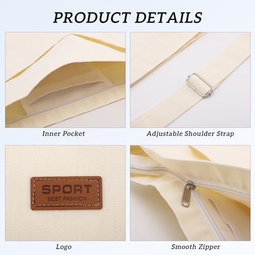 COOLOME Canvas Tote Bag for Women - Crossbody, Shoulder, Travel & Beach Bag - color: Blackp