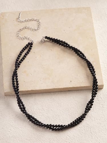 Sacina Beaded Crystal Choker Necklace, Gothic Vintage 1920s Necklace, Christmas Jewelry Gift for Women - color: Black