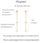 Hayopi Pearl Earrings for Women - Dainty Gold Dangle Drop Earrings, 14k Gold Plated Cute Bow Design, Hypoallergenic Pearl Studs, Wedding Jewelry Gifts - color: GOLD-2 dangle pearl earrings