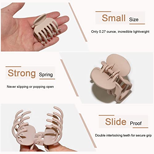 1.6" Matte Small Double Row Teeth Hair Clips for Women - Strong Hold Jaw Clamps for Thin, Fine & Thick Hair - color: Neutral Color