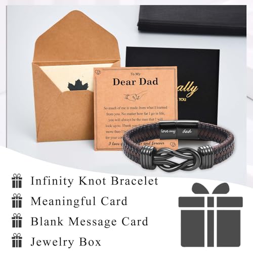 Infinity Knot Bracelet Leather Bracelet Gifts for Son Grandson Nephew Brother Dad Husband Uncle Grandpa Boyfriend, Easter Graduation Christmas Valentines Fathers Day Birthday Gifts for Boys Men Him - style: Dad