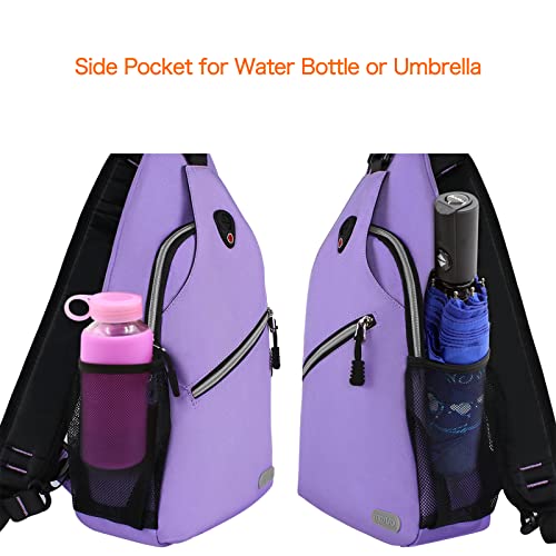 MOSISO Sling Backpack, Multipurpose Crossbody Shoulder Bag Travel Hiking Daypack - color: Light Purple