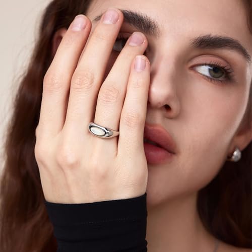 14K Gold Plated Open Ring 925 Sterling Silver Ring Open Adjustable rings for women Band Rings for Men Women Gold Stackable Rings for Women Teen Girls Silver Statement Ring Band Chunky Open Twist Ring - color: Silver19