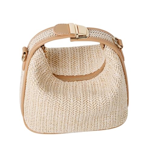 Straw Crossbody Bag for Women, Top Handle Woven Purse, Summer Handmade Lightweight Bucket Clutch Fashion Beach Raffia Tote Handbag