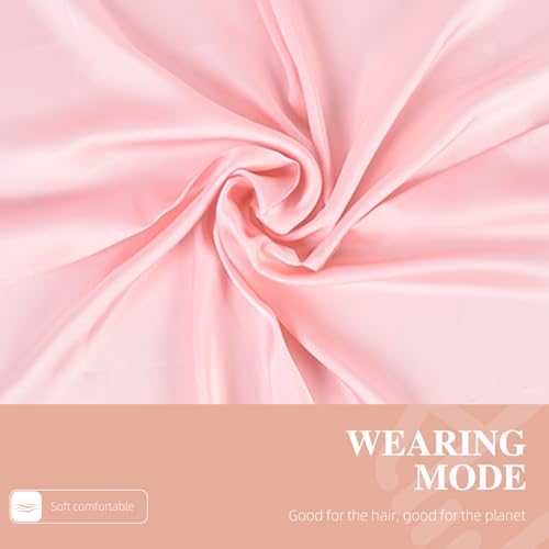 27.5 Inches Silk Head Scarf for Women Satin Hair Scarf Silk Wrap Neck Square Scarves Feeling Scarf Boho Headwear - color: Pure Pink
