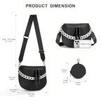Crossbody Bags for Women, Large Vegan Leather Trendy Bum Bag - color: Black + White Chain