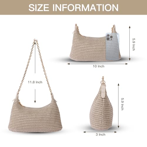 GOLDTIMO Women's Straw Woven Beach Bag Summer Vacation Shoulder Purse - color: Beige