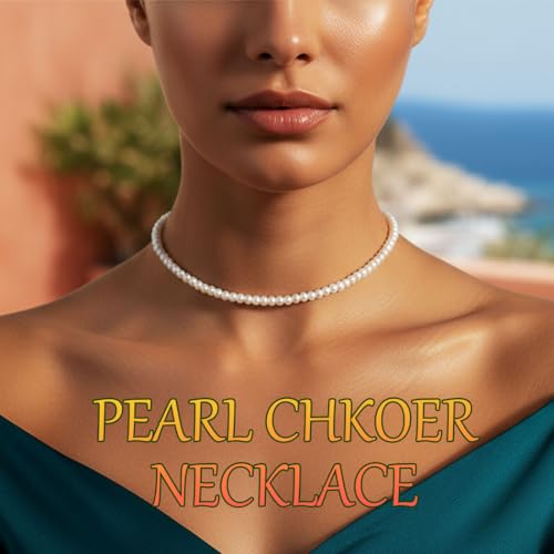 Boho Pearl Choker Necklace White Pearl Necklaces Prom Neck Chains for Women