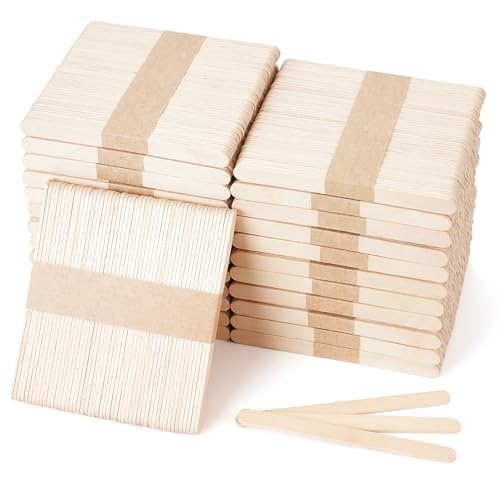 1200 Pieces Wooden Craft Sticks, 4.5 Inch Long Natural Wood Popsicle Ice Cream Sticks for DIY Wood Crafts, Hair Removal and Waxing Supplies, Paint Stirrer, Art Projects and Ice Pop Sticks - size: 4.5 inches-1200pcs