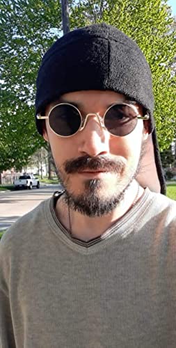 SORVINO Retro Small Round Sunglasses for Men Women Vintage Style Metal Frame - color: Black Frame/Grey Lens