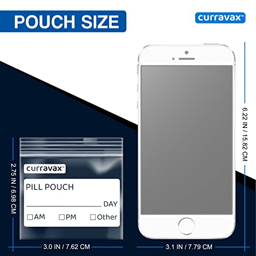 CURRAVAX Pill Bags Pack of 225- BPA Free 3 x 2.75 inch Pill Pouch - Pill Pouches for Medicine with Write on Label –Clear Ziplock Pill Baggies for Travel Medicine Organizer - size: Pack of 225