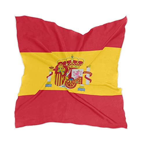 Women's Fashion Silk Scarf Square Satin Headscarf Neck Scarf Head Hair Wraps - color: Spanish Flag