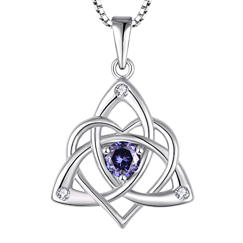 STARCHENIE Celtic Knot Necklace for Women 925 Sterling Silver Trinity Love Knot Pendant Birthstones Jewelry - color: 12-tanzanite-Dec