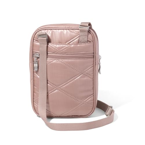 Baggallini Journey Crossbody Bags for Women 9x6 Small Lightweight Travel Handbag W/RFID - color: Rose Metallic Quilt