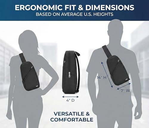 Anti-Theft Classic Crossbody Sling Bag, RFID-Blocking, Slash-Resistant with Locking Zippers for Travel & Everyday City Use | RFID Blocking, Locking Zipper, Slash-Resistant, Locking Strap, Ambidextrous Wear - color: Grey