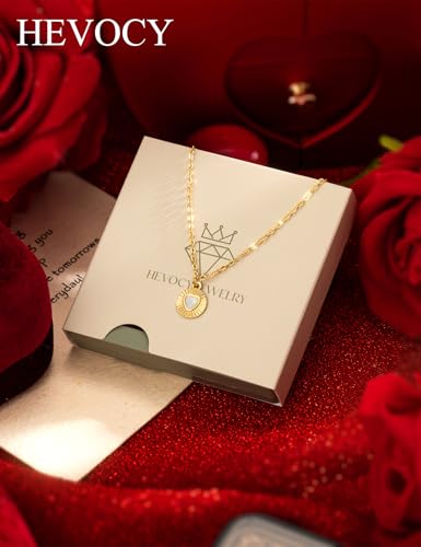 Opal Pendant Necklace for Women - Dainty 14k Gold Plated Jewelry Necklaces, Perfect Valentine's Day/Mother's Day Gift for Her, Mom, Girlfriend, Daughter - color: Heart Opal-GD