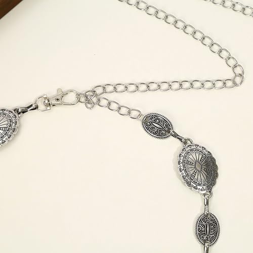 Concho Chain Belt for Women, Premium Body Waist Belly Belt for Concerts, Festivals, Cosplay, Daily Wear - color: Off-White