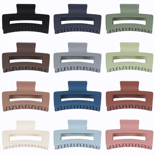 Sisiaipu Hair Accessories - 12 Pcs 3.5 Inch Square Rectangle Jaw Clips for Women and Girls, Multicolor, Thick and Thin Hair - color: Multicolor