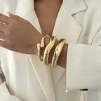 Chunky Gold Bangles Bracelets for Women Gold Cuff Bracelet Set Waterproof Non Tarnish Stack Bracelet for Women Jewelry