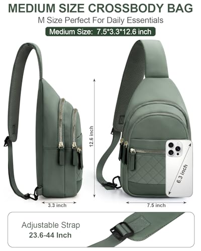 Capolo Sling Bag for Women Men Waterproof Crossbody Bags for Women Trendy Casual Fanny Pack with Convertible Shoulder Strap Chest Bag for Travel Hiking(Green, Medium) - color: Green, size: Medium