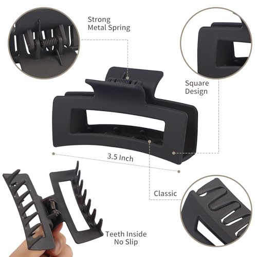 Sisiaipu 3.5 Inch Hair Clips - 12 Pcs Square Jaw Clips for Thick and Thin Hair, Rectangular Hair Accessories for Women and Girls - Neutral - color: Neutral