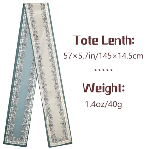 Stlvoll Silk Neck Scarf Fashion Head Scarves for Women Hair Neck Bag Scarfs for Handbags Long Satin Headscarf - color: Grey/Green/Flower