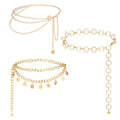 3Pcs Layered Waist Chains for Women Gold Multilayer Metal Adjustable Fashion Accessories Dress Hip Chain Belt - style: Fashionable Gold Retro