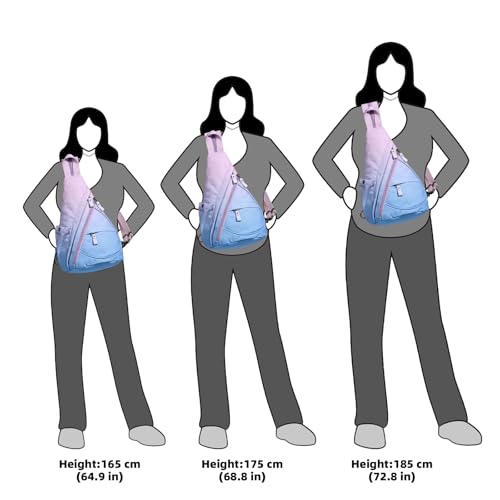 KL928 Canvas Sling Bag - Small Crossbody Backpack Shoulder Casual Daypack Rucksack for Men Women(Large Version,PalePurple+SkyBlue) - color: Canvas-palepurple-skyblue