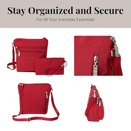 Baggallini Pocket Crossbody Bags for Women 8x8 Small Lightweight Durable Water-resistant Travel Purse W/Rfid - color: Apple