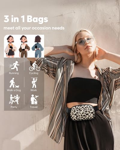Pritent Fanny Packs for Women Cross Body Bag Waterproof Belt Bag with Adjustable Strap and Zipper Back Pocket Small Crossbody Bags Fashion Waist Packs for Workout Travelling(Leopard) - color: Leopard, size: Small