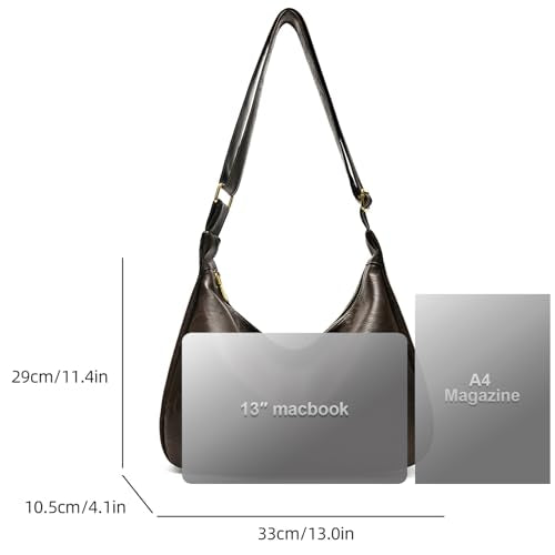 Hobo Bags for Women Leather,Foldable Slouchy Shoulder Purse Crossbody Handbag,Soft Vegan Brown Tote Casual Everyday Handbags - color: Wy22 Upgraded Coffee