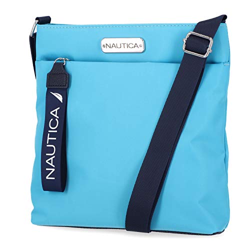 Nautica Diver Nylon Small Women's Crossbody Bag Purse with Adjustable Shoulder Strap - color: Scuba Blue
