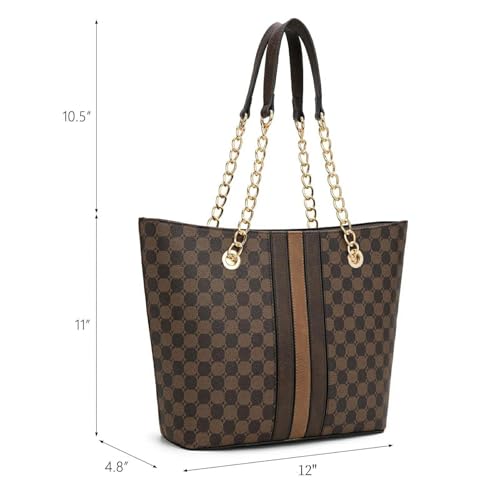 Montana West Tote Bag for Women Chain Top-handle Handbags - color: Coffee/Brown