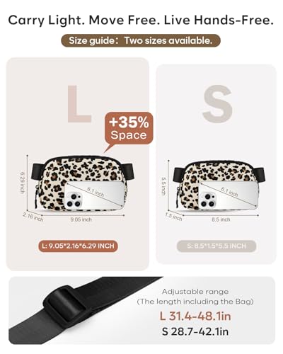 Pritent Fanny Packs for Women Cross Body Bag Waterproof Belt Bag with Adjustable Strap and Zipper Back Pocket Small Crossbody Bags Fashion Waist Packs for Workout Travelling(Leopard, Large) - color: Leopard, size: Large